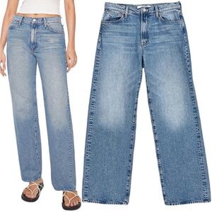Mother The Dodger Sneak Wide Leg Jeans in Leap At The Chance Size 32